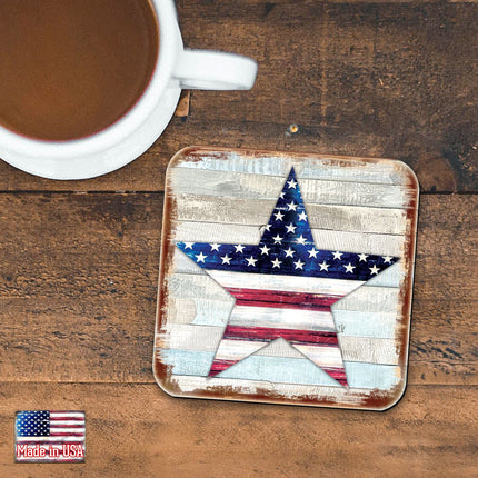 American Star Wooden Cork Coasters Gift Set of 4 by Nature Wonders - American Patriotic Decor - 8198917C-S4-3