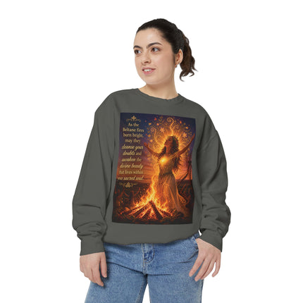 Bonfire Witch Sweatshirt — "As the Beltane fire burns bright" Pagan Festival Crewneck