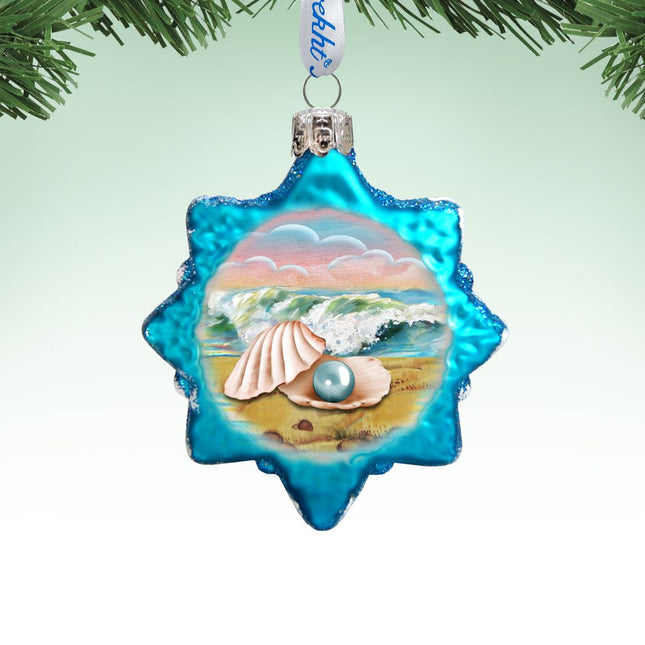 Pearl Shell Mercury Glass Ornament by G. DeBrekht - Coastal Holiday Decor - 775485-0