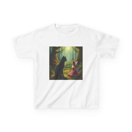 Kids Tee — Fairy Princess and Cat Forest Illustration