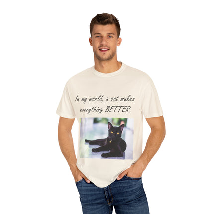 In My World Cat T-Shirt – Unisex Garment-Dyed Tee for Cat Lovers