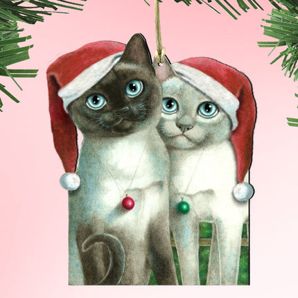 Angels Santa Cat Wooden Ornaments - Tree Ornament by Laura Seeley - Pets Dog and Cats Decor - 8512059-LS-0