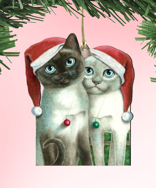 Angels Santa Cat Wooden Ornaments - Tree Ornament by Laura Seeley - Pets Dog and Cats Decor - 8512059-LS-0