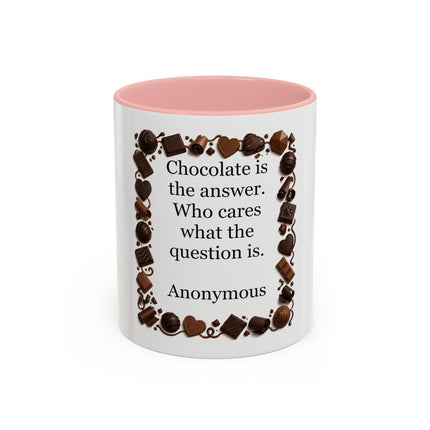 Coffee Mug - "Chocolate is the answer. Who cares what the question is."