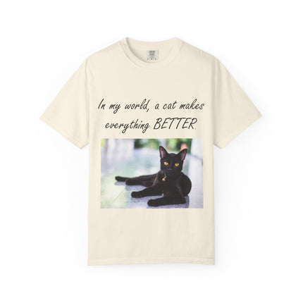 In My World Cat T-Shirt – Unisex Garment-Dyed Tee for Cat Lovers