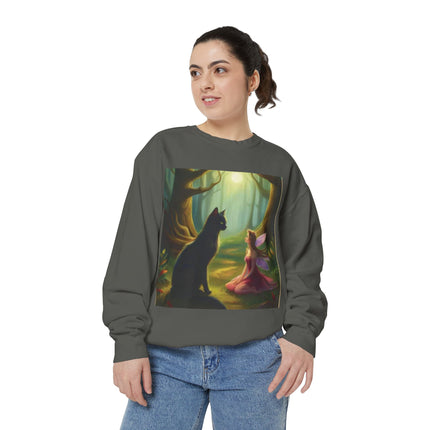 Fairy Princess & Black Cat Forest Sweatshirt