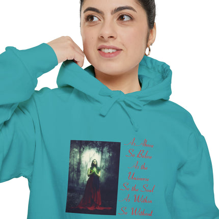 Witch in the Forest Hoodie — 'As Above, So Below...' Gothic Illustration Hoodie