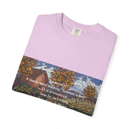 Samhain Harvest Tee — 'Samhain' Pronunciations + 'Pumpkin Spice' Autumn Humor