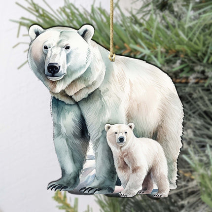 Polar Bear with Cub Wooden Ornaments by G.Debrekht - Wildlife Holiday Decor - 8710105-3-1