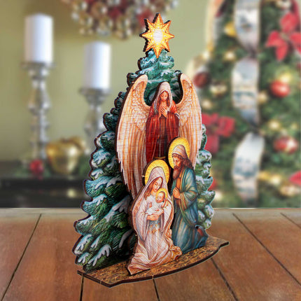Nativity Scene with Christmas Tree Decorative Village Set by G. Debrekht Nativity Holiday Decor - 852767-1