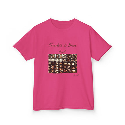 Kids Heavy Cotton™ Tee - "Chocolate Is Brain Fuel" - Fun Gifts for Young Chocolate Lovers
