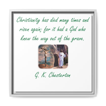 Framed Canvas Wall Art — G.K. Chesterton Easter Quote with Resurrection Image