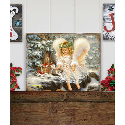 American Angel Winter Companions Wooden Wall Art by D. Gelsinger - Nativity Holiday Decor - 95657B-0718-3