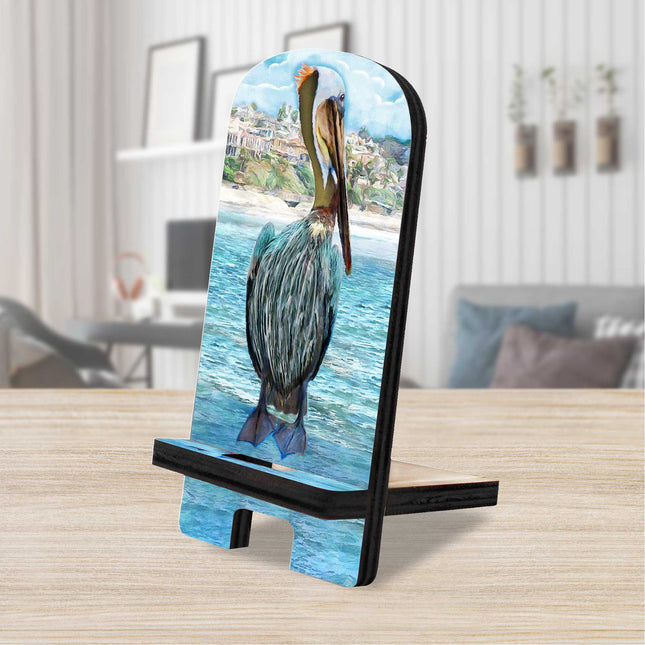 Pelican Coastal Cell Phone Stand Wood Mobile Tablet Holder Charging Station Organizer - 892044-0