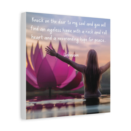 Inspirational Yoga Wall Art Canvas – “Knock on the door to my soul…” Quote