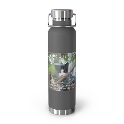 Be Kind to Feral Cats 22oz Vacuum Bottle — Insulated Travel Bottle for Cat Lovers