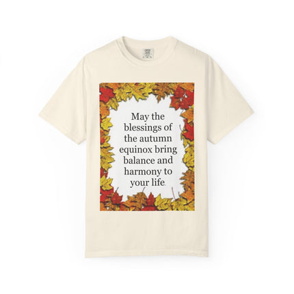Autumn Equinox Blessings T-Shirt — Fall Leaves Balance & Harmony Tee