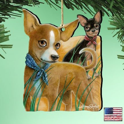The Couple Dogs Wooden Ornaments by Laura Seeley - Pets Dog and Cats Decor - 8511021-LS-2