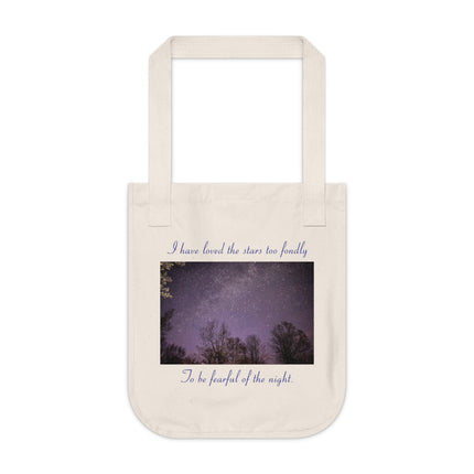 Cosmic Love Organic Canvas Tote Bag - Inspirational Starry Night Design