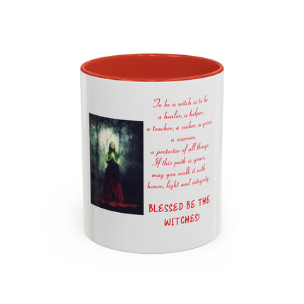 Blessed Be the Witches Accent Coffee Mug — Witchcraft Poem, Gothic Pagan Gift