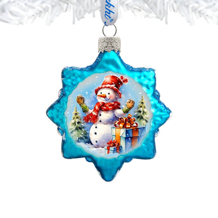 Snowman Gift Mercury Glass Ornaments by G. Debrekht - Christmas Santa Snowman Decor - 776021-2