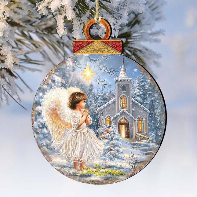 Angel at the Chapel Wooden Ornaments by Gelsinger - Nativity Holiday Decor - 8021121-1606-0