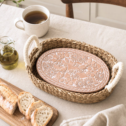 Bread Warmer & Basket - Garden Oval-2