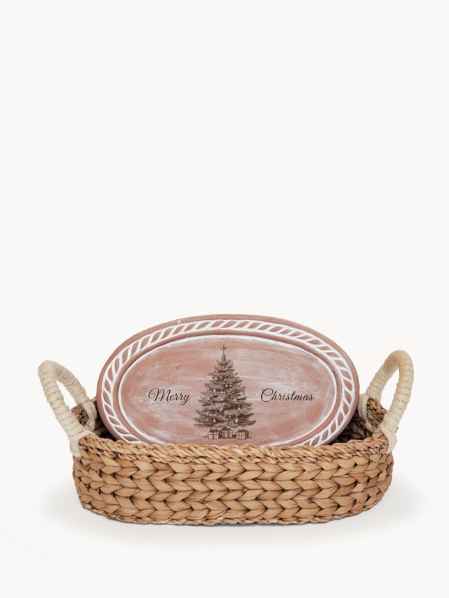 Bread Warmer & Basket - Christmas Tree Oval-0