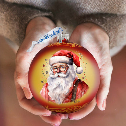 Jolly Santa Claus Ball Glass Ornament by G. Debrekht - Christmas Santa Snowman Decor - 73374-4