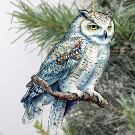 Alaskan Snowy Owl Wooden Ornaments by G.Debrekht - Wildlife Holiday Decor - 8710004-5-1