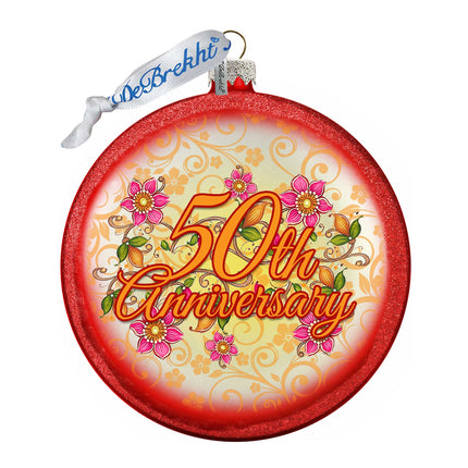 50th Wedding Anniversary Glass Ornament by G DeBrekht - Christmas Decor - 744-041-4