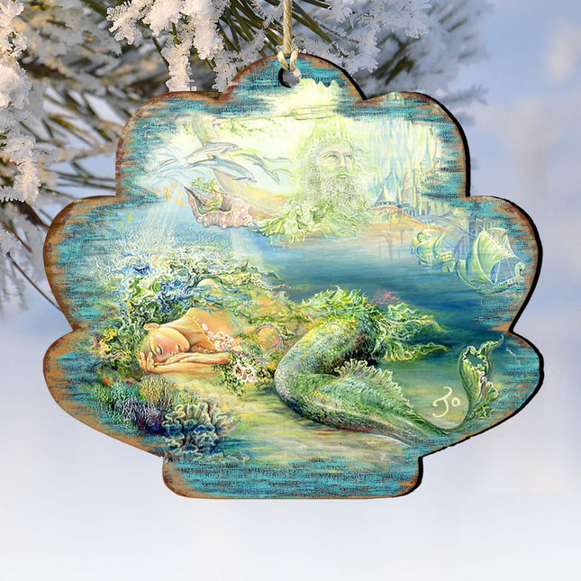 Dreams of Atlantis Wooden Ornaments by Josephine Wall - Coastal Sea-Life Decor - 8472102-JW-0