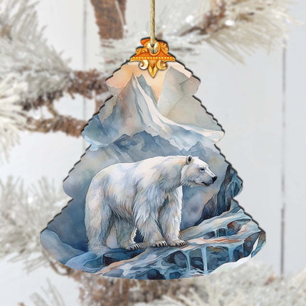 Frost Crest Polar Bear Tree Wooden Ornaments by G.Debrekht - Wildlife Holiday Decor - 870002-2