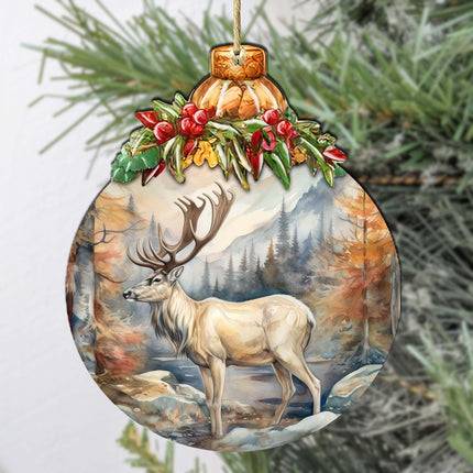 Alaskan Majestic Elk Wooden Ornaments by G.Debrekht - Wildlife Holiday Decor - 870028-1