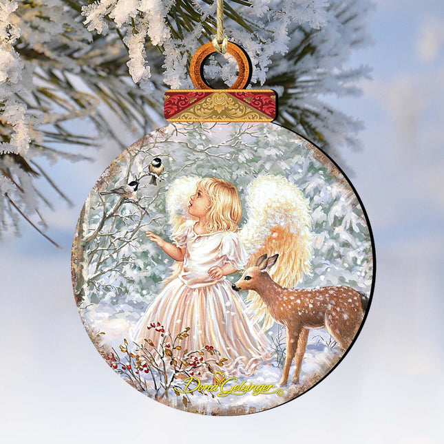 Woodland Angel Deer Wooden Ornaments by Gelsinger - Nativity Holiday Decor - 8021122-1703-0