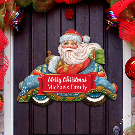 Race Car Santa Merry Christmas Door Decor by G. DeBrekht - Christmas Santa Snowman Decor - 8112045-1H-3