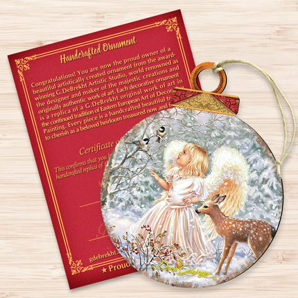 Woodland Angel Deer Wooden Ornaments by Gelsinger - Nativity Holiday Decor - 8021122-1703-3