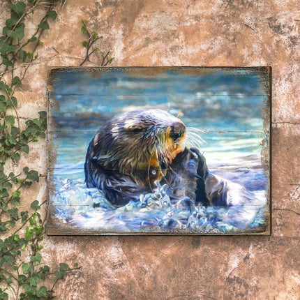 Otter Wooden Coastal Wall Art by Nature Wonders - Coastal Sea-Life Decor - 95239B-1