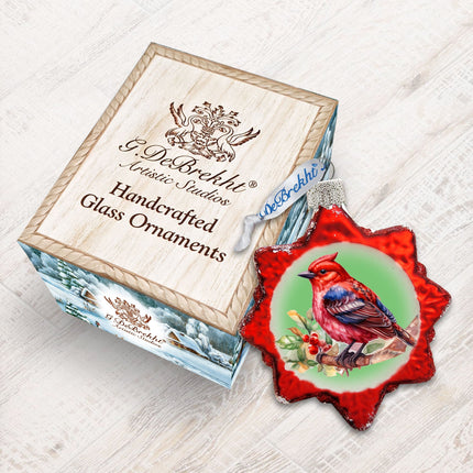 Red Bird Mercury Glass Ornaments by G. Debrekht - Wildlife Holiday Decor - 776004-3