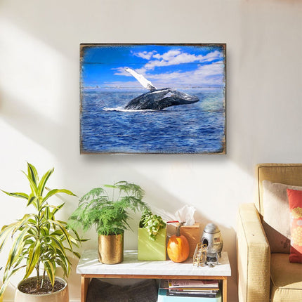 Whale Wood Wooden Coastal Wall Art by Nature Wonders - Coastal Sea-Life Decor - 95257B-2