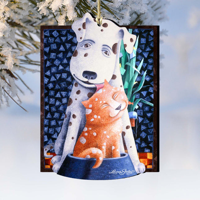 Friendship Wooden Ornaments Pets by Laura Seeley - Pets Dog and Cats Decor - 8511012-LS-0