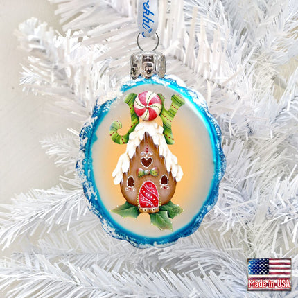 Joy Gingerbread House Mercury Glass Ornament by Jamie Mills-Price - Christmas Santa Snowman Decor - 778211-7507-1