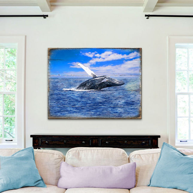 Whale Wood Wooden Coastal Wall Art by Nature Wonders - Coastal Sea-Life Decor - 95257B-0