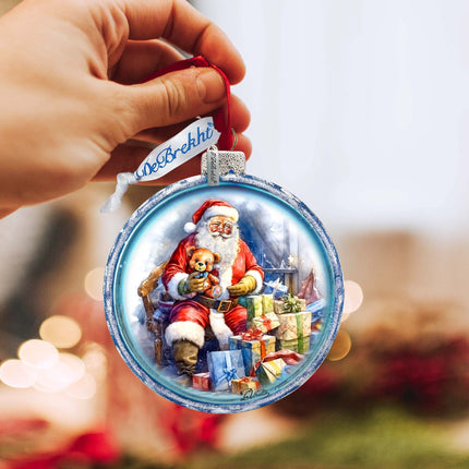 Santa Ball Glass Ornament by G. Debrekht - Christmas Santa Snowman Décor - 73563C-3