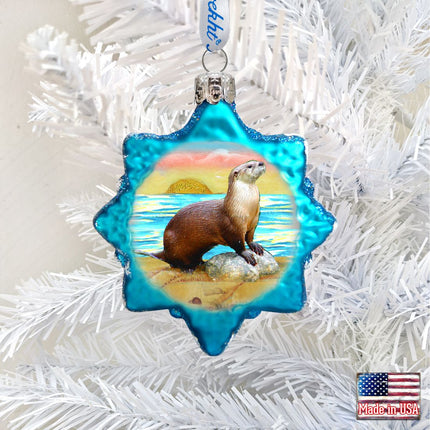 Sea Otter Mercury Glass Ornament by G. DeBrekht - Coastal Holiday Decor - 777377-1