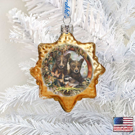 Simple Joys Black Bear Cubs Mercury Glass Ornament by J. Bergsma - Wildlife Holiday Decor - 7783850-JB-2