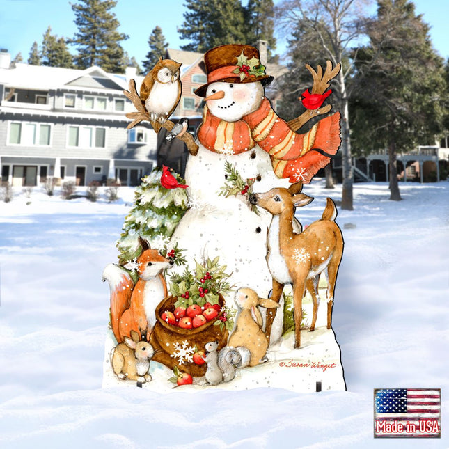 Ivory Snowman Christmas Outdoor Yard Sign by Susan Winget - Christmas Santa Snowman Decor - 8471107F-SW-0
