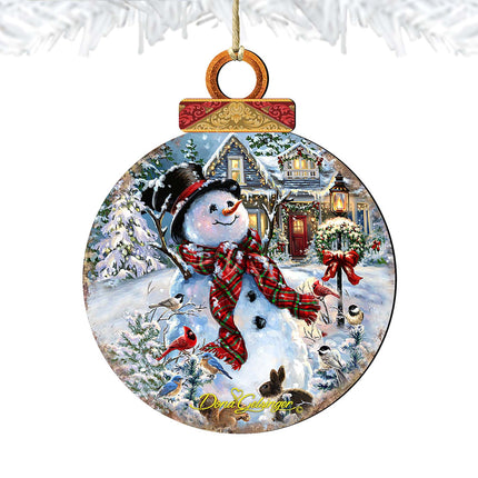 Prosperity Snowman Wooden Ornaments by Gelsinger - Christmas Santa Snowman Decor - 8021019-1563-4