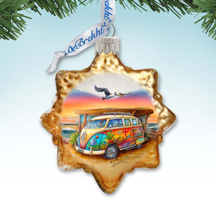 Nautical Christmas Decor - Beach Van Keepsake Glass Ornaments by G. Debrekht - Coastal Holiday Decor - 777395-1