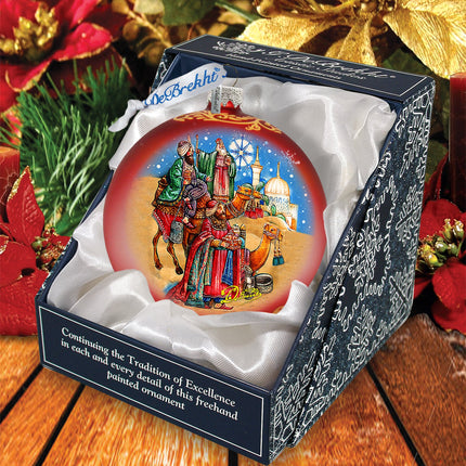 Three Kings Ball Glass Ornament by G. DeBrekht - Nativity Holiday Décor - 73551-1